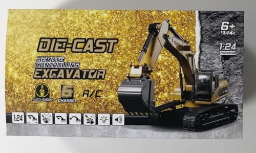 Thedttoy Remote Control Digger RC Excavator 2.4GHz Remote Control Excavator Diggers Construction Toys for Kids,6 Channel RC Diggers Tractor Toy w/Light, Birthday Xmas Gift for 3 4 5 6+ Year Old Boys