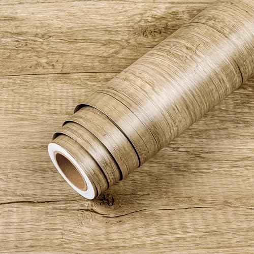 LaCheery Light Brown Wood Contact Paper Maple Wood Grain Contact Paper Peel and Stick Wallpaper Self Adhesive Thick Woodgrain Vinyl Wrap for Cabinets Countertops Counter Top Covers Waterproof 15.8x80