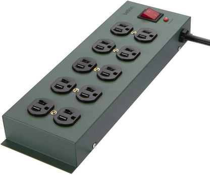 Belkin Power Strip Surge Protector - 10 AC Outlets, 15ft Heavy Duty Metal Extension Cord with Wall Mount Holes for Home, Office, Travel, Computer Desktop, Laptop & Phone Charging Brick