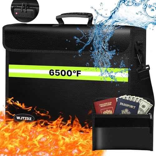 6500¡ÆF Fireproof Document Bag with Lock-Fireproof Box with 10 Layers Insulation Materials&Waterproof Zipper,Removable Wallet,Reflective Strip for Cash,Documents,Jewelry(14.2¡±x 9.6¡±x 4.1¡±)