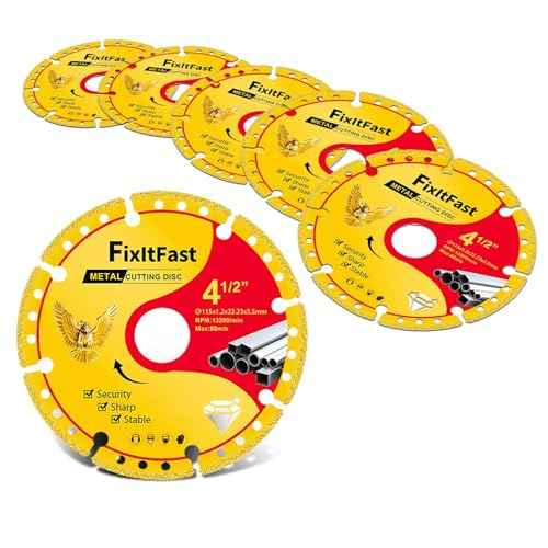 FIXLTFAST Diamond Metal Cutting Wheel 4 1/2 in for Angle Grinder Blade,Cut Off Wheel 7/8 Arbor 4/5 with 6000+ Cuts on Rebar,Iron,INOX- 6 Pack