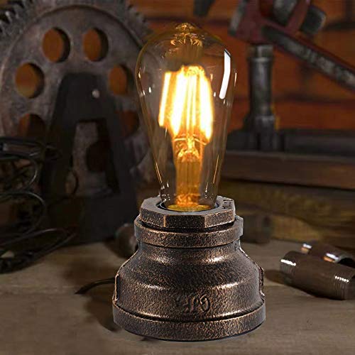 Lovefindahome Vintage Touch Control Table Lamp,Edison 4W LED Dimmable Bulb Included,with 3 Levels of Brightness,Small Desk Industrial Night Light for Living Room Bedroom,Bronze