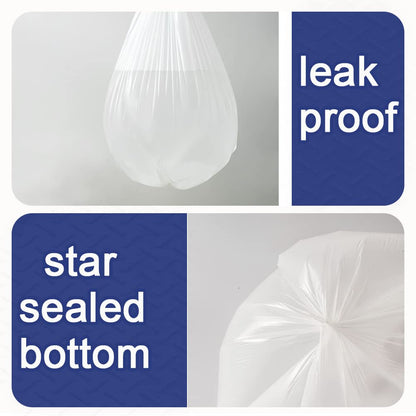 OKKEAI Small Pedal Bin Liners Bathroom Bin Bags White Garbage Bags 8l Rubbish Bags Plastic Waste Bags Clear Trash Bags for Toilet,Office Fit 6L,7L,8L,9L,10L Caddy Bags