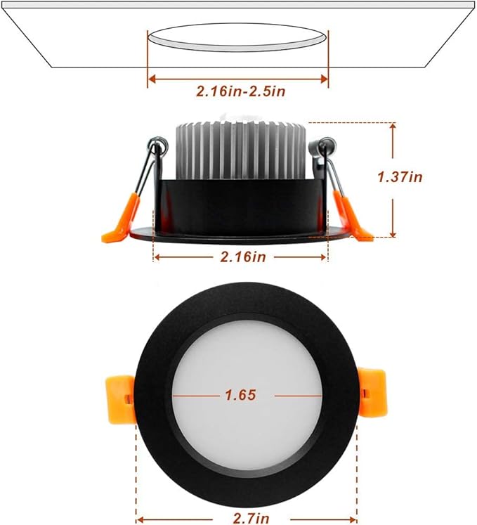 YGS-Tech 2 Inch LED Recessed Lighting, Dimmable Downlight 3W(35W Halogen Equivalent), CRI80, 5000K Daylight White Ceiling Light with LED Driver (1 Pack)
