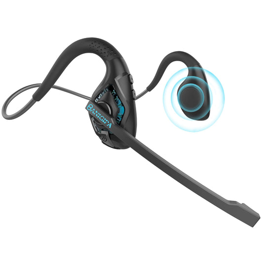 BANIGIPA Bluetooth Headset with Boom Microphone, Open Ear Headphones w/Noise Canceling Mic, Wireless Headset for Phone Laptop PC Computer, Light and Comfortable for Office Meeting Home Working-10 Hrs