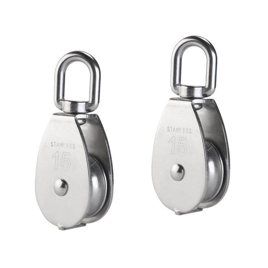YAMASO,2Pcs 304 Stainless Steel M15 Silver Single Pulley Block Wire Rope Hanging Wire Towing Wheel