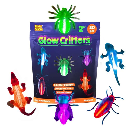 Glow Critters and Halloween Trick or Treat Glow Skeletons and Pumpkins - Glow Sticks Party Favors - Glow in The Dark Party Supplies