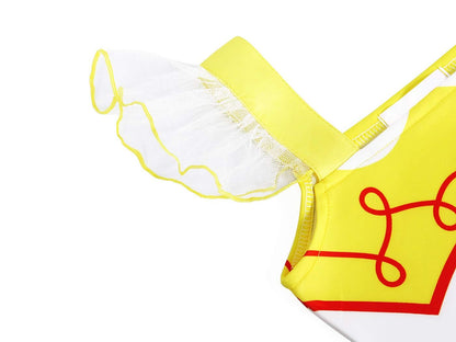 Jurebecia Toddler Girls Princess Costume for Princess Cowgirl Dress up Birthday Outfit Halloween Christmas Costumes Cosplay Role Play Ruffle Sleeve Dress Size 2T/1-2Years