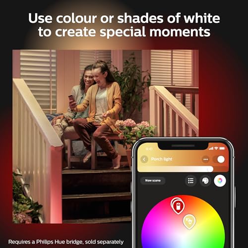 Philips Hue White & Colour Ambiance Discover Outdoor Floodlight, Smart Outdoor Lighting with App and Voice Command, Adjustable Garden Light