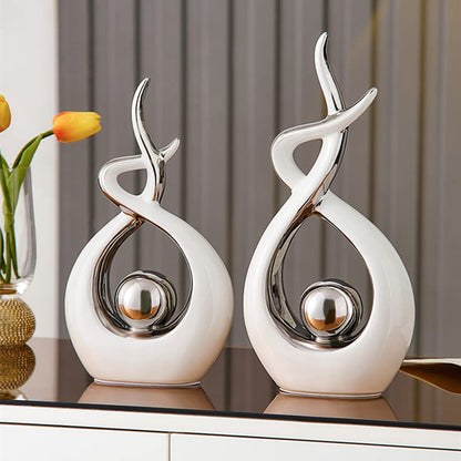 CESTATIVO Home Decor Modern Abstract Art Ceramic Statue, Room Decor, Table Decorations for Living Room Dining Room Office Centerpiece, 27 cm High