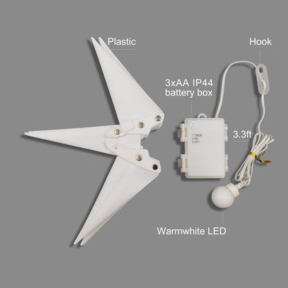 Leejec 13.3" Moravian Star Outdoor Light with Remote Control, Christmas Decorations, Indoor Hanging, Warm White LED Light, Battery Operated with Timer Function, 3-Pack, Tree, Ceiling, Balcony Decor