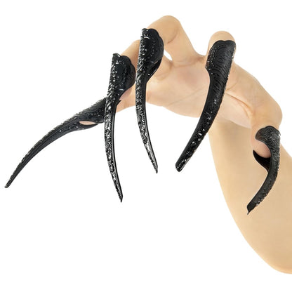 10 Pcs Long Finger Claws ,cuff design Adjustable Black Metal nail rings extension,Halloween articulated hands jewelry fingertip, Cool stuff scary vampire demon Cat Cosplay accessories women costume