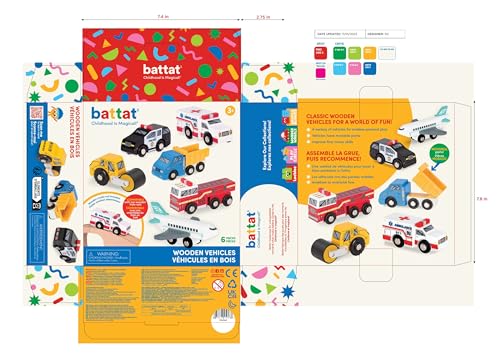 Battat – Wood Cars for Kids – 6pc Toy Vehicle Set – Mini Rescue & Construction Vehicles – Toddler Truck Toys – Wooden Play Cars – Wooden Vehicles Set 2 – 3 Years +
