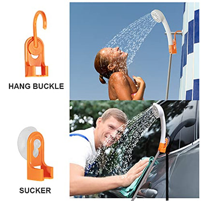AZXJC Portable Outdoor Shower, Camp shower with 3 LED Lights, 4400mAh Battery Powered Camping Shower Pump for Hiking/Outdoor, Travel, Beach, Pet, Flowering, Waterproof &USB Rechargeable 2 Flow Mode