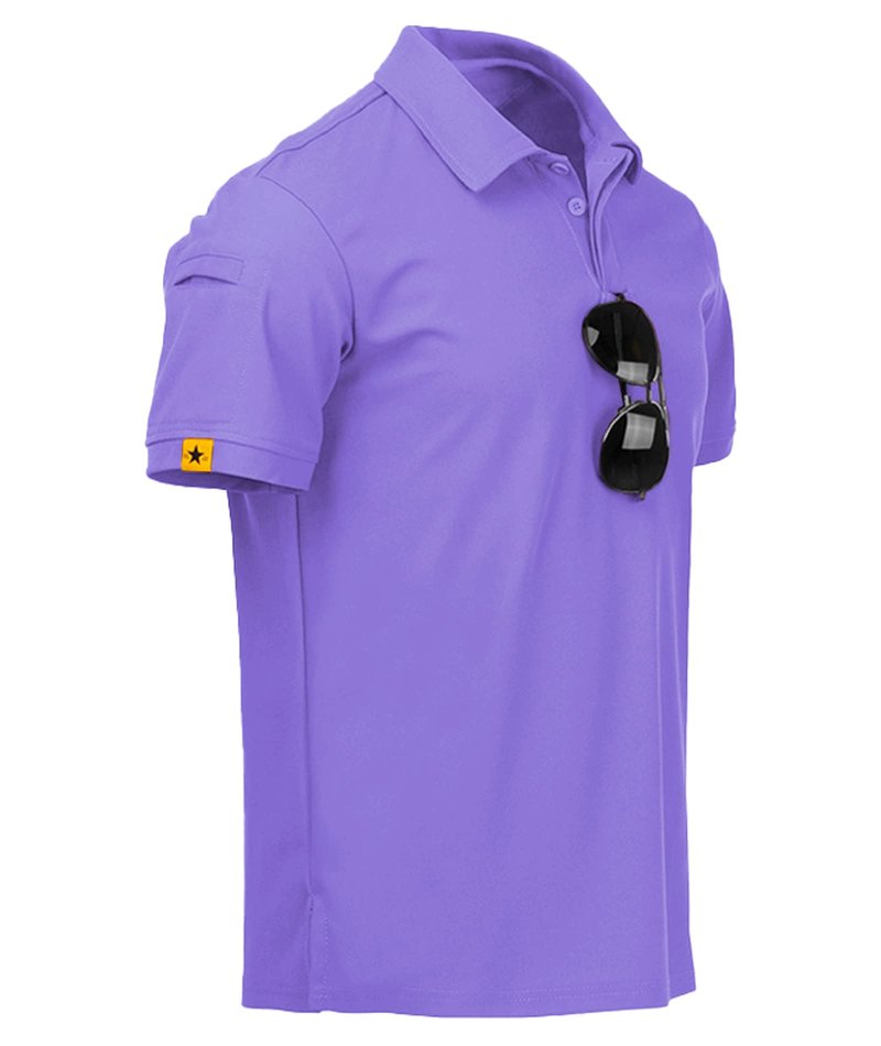 ZITY Mens Polo Shirt Short Sleeve Sports Tactical T-Shirt Athletic Golf Polos Daily Casual Stylish Collared Shirts for Men Purple Medium
