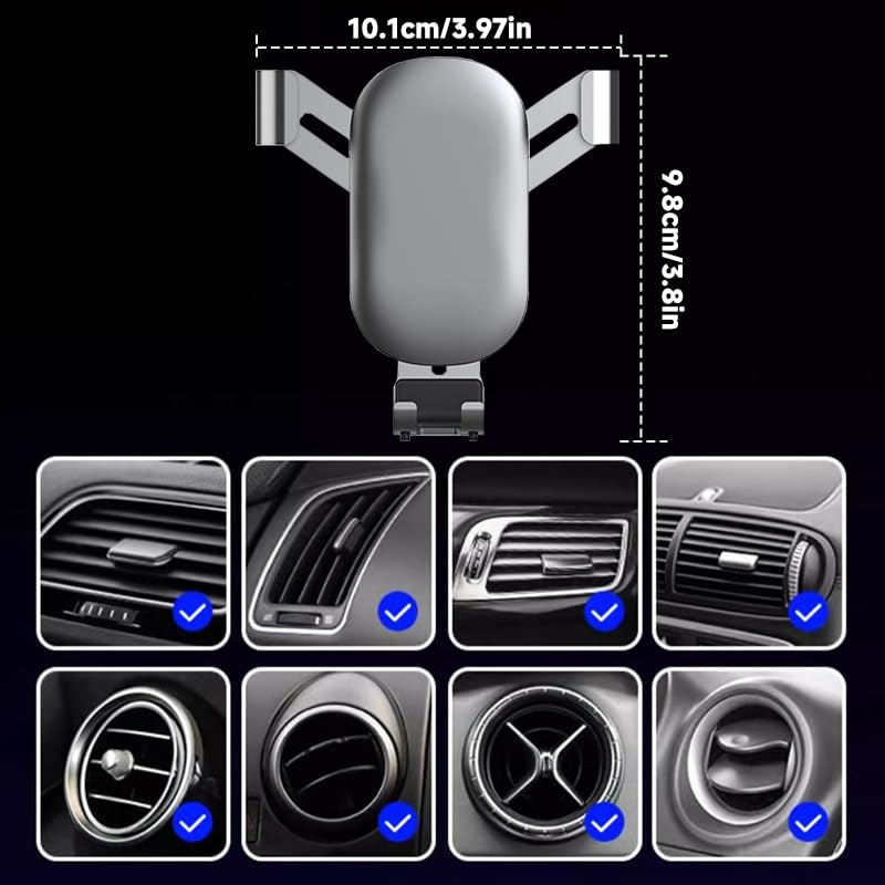 Car Phone Holder Mount, Air Vent Cell Phone Car Mount Aluminum Universal Automobile Car Phone Holder for All Smartphones, Light Blue