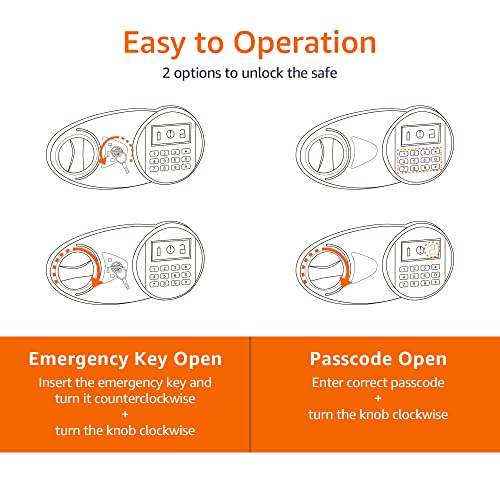 Amazon Basics Steel Security Safe and Lock Box with Programmable Electronic Keypad, for Valuables, Cash, Jewelry, Documents, Black, 1 Cubic Foot, 16.9-x-14.6-x-9.1-inches (WxDxH)