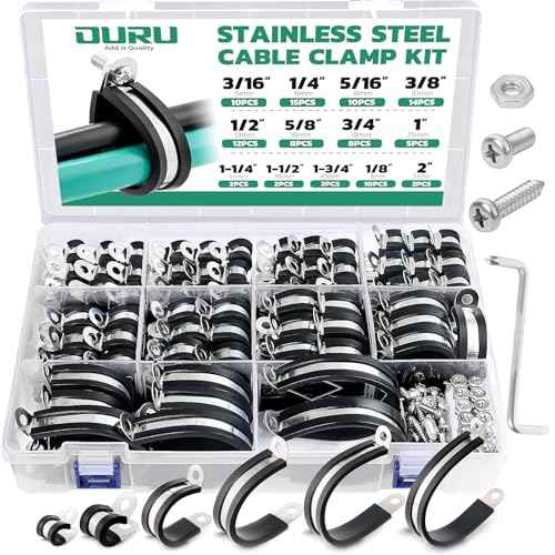 280PCS Cable Clamps with Screws Assortment Kit 304 Stainless Steel Rubber Cushioned Insulated Wire Pipe Clamps 13 Sizes?1/8" 3/16" 1/4" 5/16" 3/8" 1/2" 5/8" 3/4" 1" 1-1/4" 1-1/2" 1-3/4" 2¡±