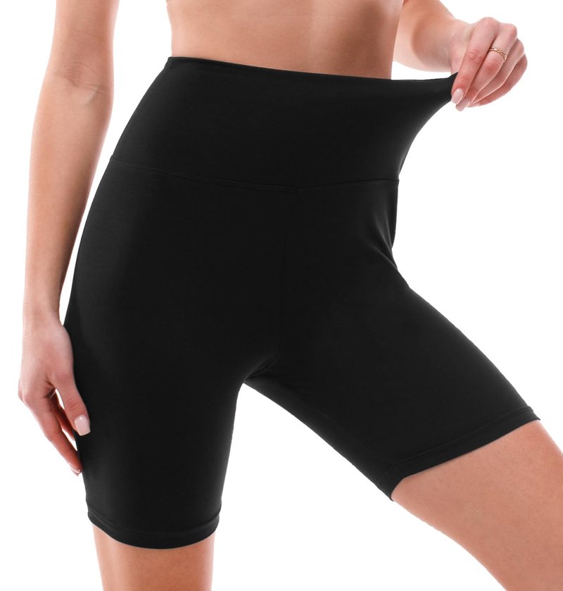 Ipletix 2 Pack Biker Shorts Women, 6" High Waisted Yoga Running Workout Spandex Shorts Black/Black