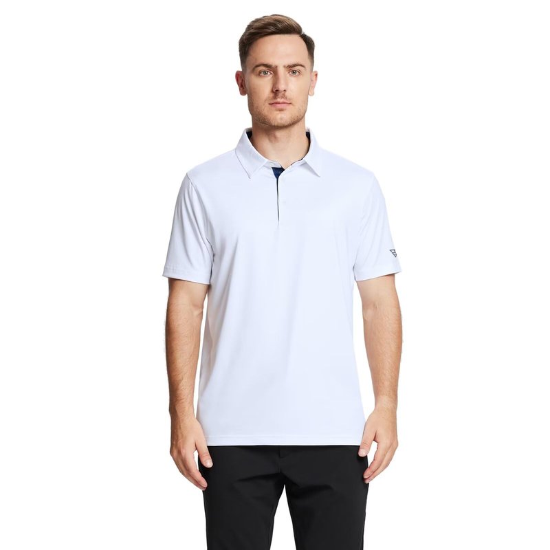 M MAELREG Golf Polo Shirts for Men Short Sleeve Performance Moisture Wicking Quick Dry Casual Collared Men’s Polo Shirts White