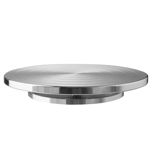Qiaoxingai 12 Inch Heavy Duty Lazy Susan Turntable, 360° Smooth Rotating Dual Surface Metal Turntable for Kitchen Counter,Cake Decorating, Craft, Display – Aluminum Alloy Spinning Tray