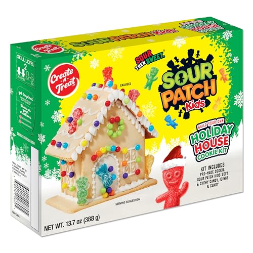 Create-A-Treat OREO and SOUR PATCH KIDS Holiday Cookie House Decorating Kits, 2 Pack Holiday Cookie Decorating Variety