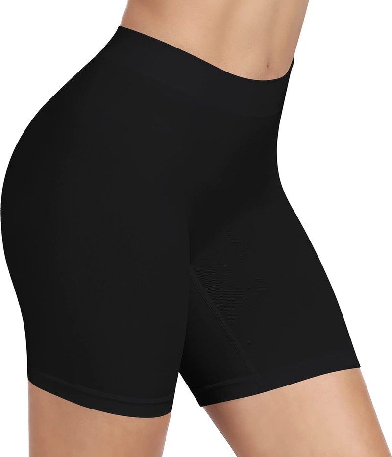 BESTENA Slip Shorts Womens Comfortable Seamless Smooth Slip Shorts for Under Dresses(Black,Large)