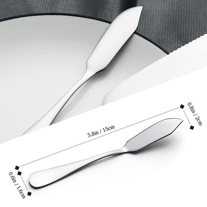 AOOSY Butter Knife, Cheese Knife, Dover Sole Breakfast Kippers, Cute Mini 5.91 inches Stainless Steel Kitchen Knives for Butter Sandwiches Cheese Breakfast,Packs Of 6
