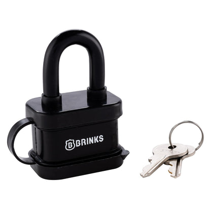 BRINKS - 40mm Laminated Steel Weather Resistant Padlock - Vinyl Wrapped and Chrome Plated with Hardened Steel Shackle(Color May Vary)