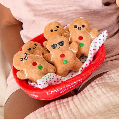 WHAT DO YOU MEME? Emotional Support Gingerbreads by Relatable, Cuddly Plush Toys and Stuffed Animals, Includes 5 Plushies with Basket, Cute Christmas Decor or Funny White Elephant Gift Idea