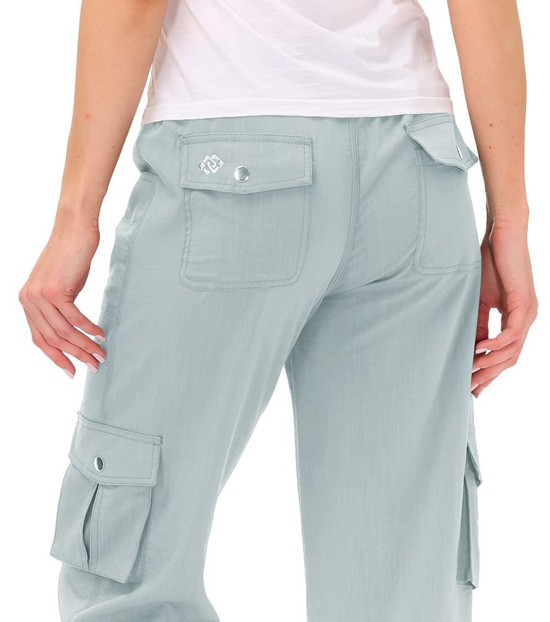 MoFiz Womens Capris with Pockets Loose Fit Casual Capri Pants Dressy Lightweight Ladies Baggy Cargo Pants for Hiking Light Gray XS