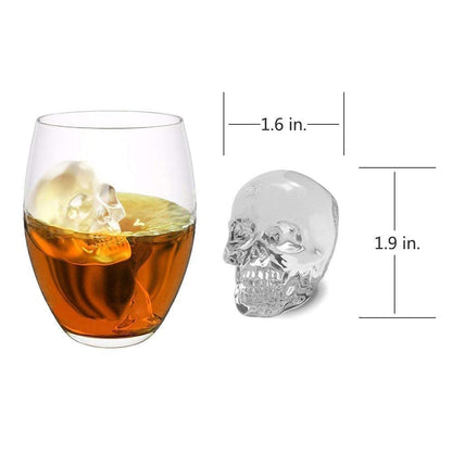 CHIYAN 3D Skull Silicone Ice Cube Mold - 2 Pack 1.9″ Easy Release Flexible Silicone Freezer Tray, Reusable Whiskey Ice Cubes Mold Skull for Party Cocktails Champagne and Drinks