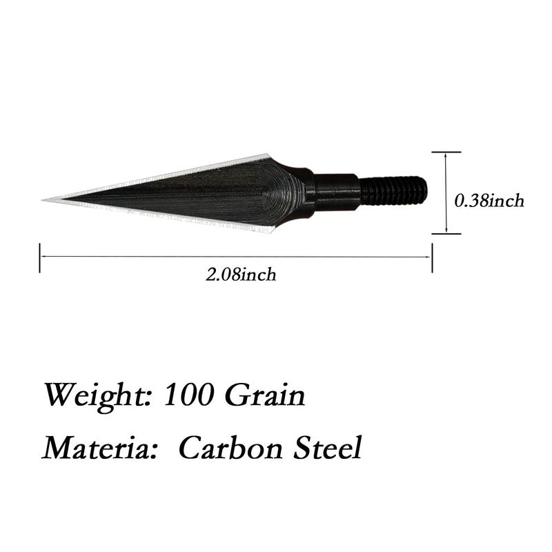 Traditional Archery Broadheads 100/125 Grain - Heat-Treated Arrow Tips for Compound, Recurve Bow & Crossbow, 12 PK for Hunting & Target Practice with 1 PK Broadhead Storage Case (100 Grain Break)