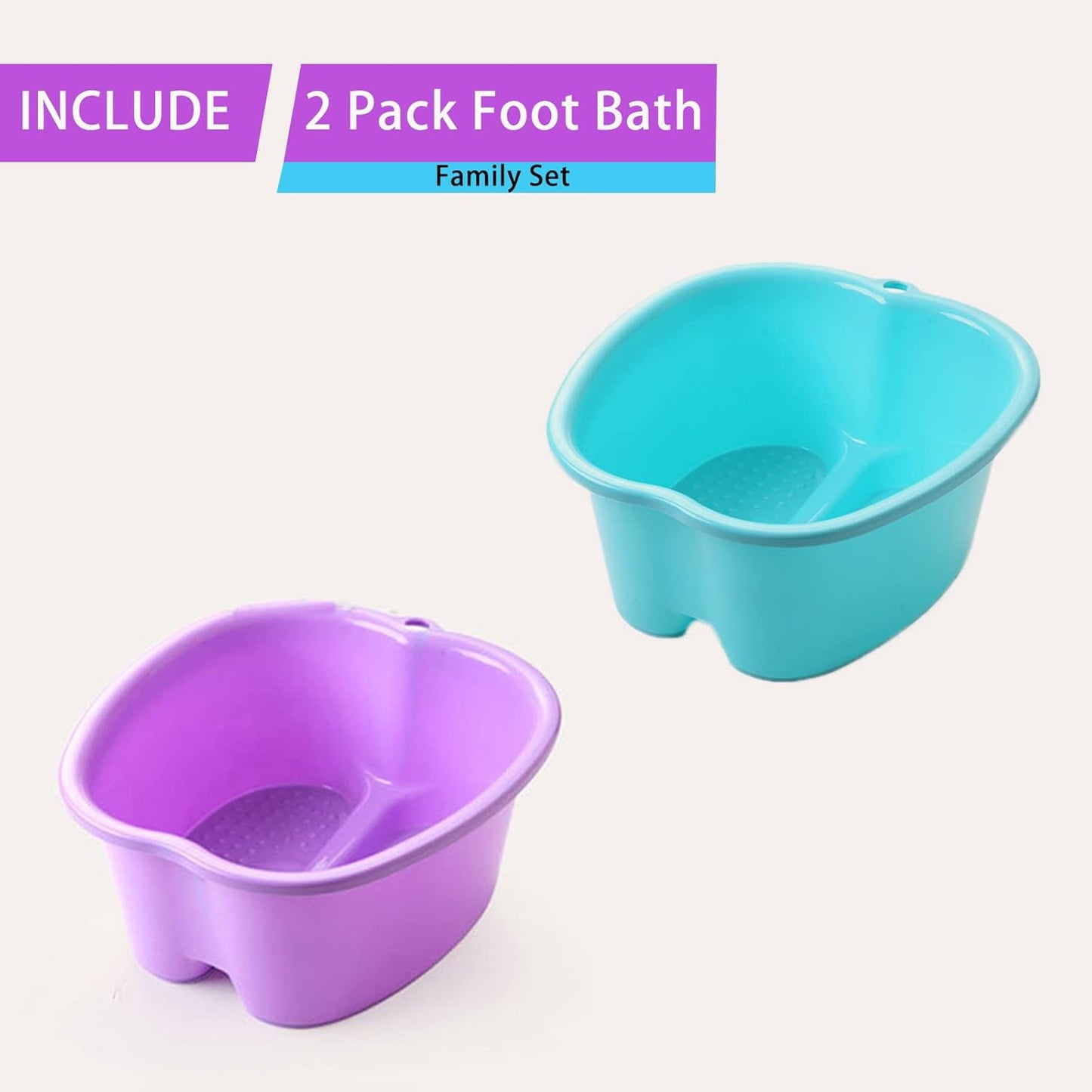 2 Pcs Foot Soaking Bath Basin - Large Foot Soaking Tub Foot Bath Spa Wash Basin Foot Bucket Foot Soaking Tub Feet at Home (Purple/Blue)