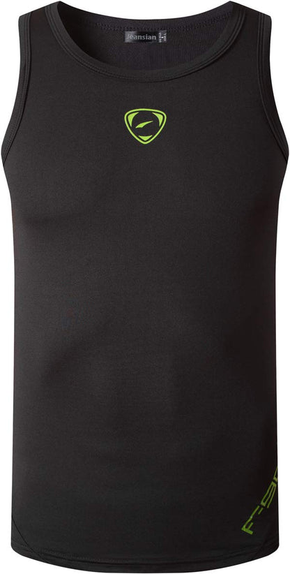 jeansian Mens Sport Sleeveless Tee Shirt Beach Tank Tops Tanktops Fitness Workout Vest LSL3306_Black_L