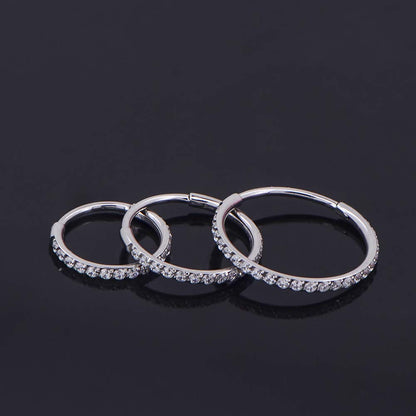 OUFER 18G 20G Nose Ring Hoops Hinged Seamless Segment Helix Piercings Nostril Clicker 316L Stainless Steel CZ Line Daith Tragus Cartilage Earring Jewellery