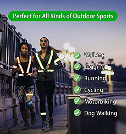 Chiwo Reflective Vest Running Gear 2Pack, High Visibility Adjustable Safety Ves for Night Cycling,Hiking, Jogging,Dog Walking