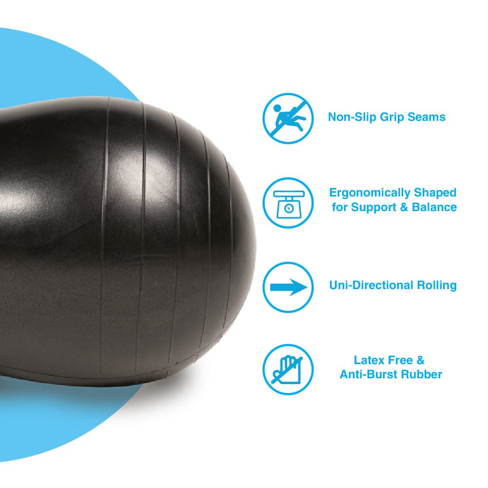 Chirp Cloud Peanut Mobility Ball for The Back, Physical Therapy Massager for Adults, Exercise Balance Ball, Sensory Therapy Toys for Autism & ADHD - 2 Pack (Mint 100x50cm, Black 60x30cm