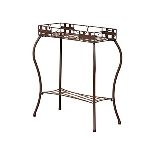 Maykoosh Rustic Plant Stand - Metal Rectangular Flower Stand - Indoor Outdoor Decor - Durable Brown Finish - 29" H