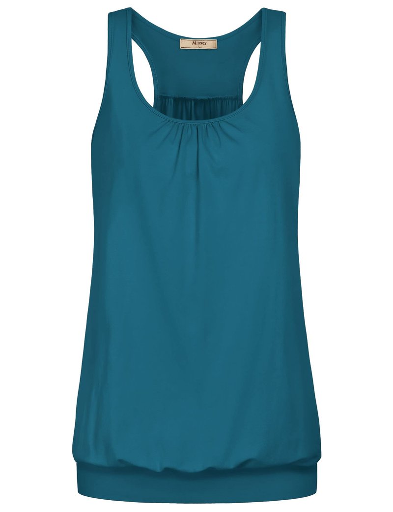 Miusey Tunic Workout Tops for Women Racerback Tank Tops Athletic Loose Fitting Tank Tops Yoga Shirts Gym Clothes Dark Cyan Medium