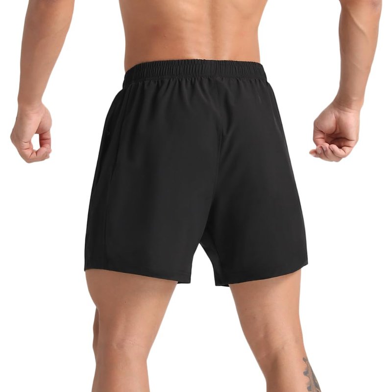 MAXCK 2 Pack Mens Lightweight Athletic Running Shorts 5'' Quick Dry Gym Workout Shorts with Zipper Pockets Black/Green,Large
