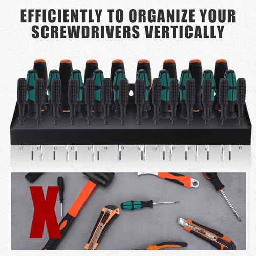 Screwdriver Organizer Metal Hammer Holder Plier Wall Mount Tool Organizer, Tool Storage Rack for Workshop, Home (Screwdriver)