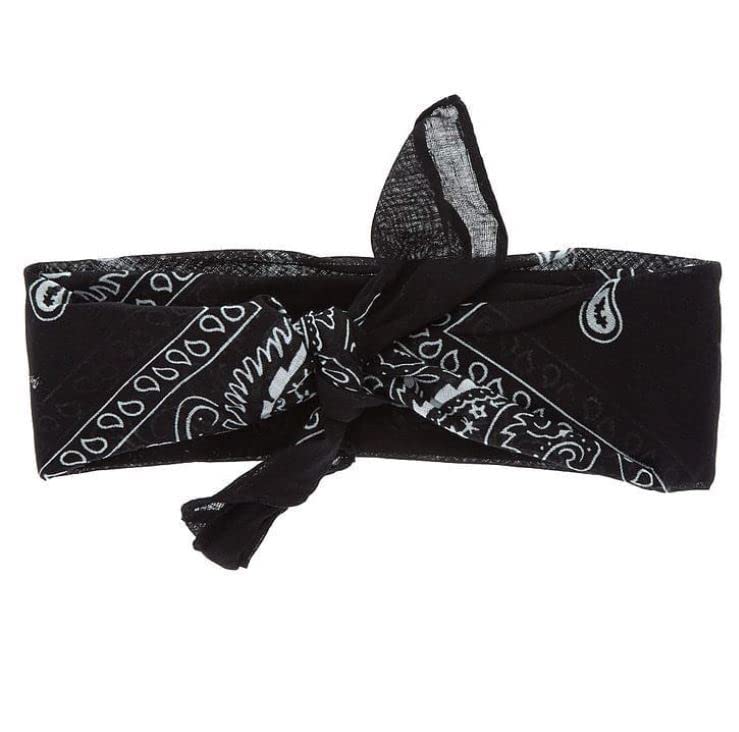 Black Paisley Bandana Head Scarf Headbands Handkerchief Cowboy Cotton Bib Party Face Covering Headwear For Motorcycling Mens Womens Unisex