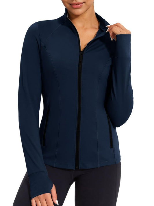 VUTRU Women's Workout Jackets Zip Up Athletic Jackets Lightweight Running Yoga Jackets with Pockets (Blue,L)