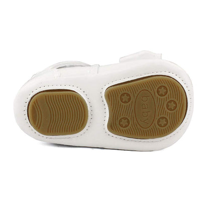 LACOFIA Infant Baby Girls T-Bar Anti-Slip Bowknot Princess Christening Shoes, A White, 6-12 Months