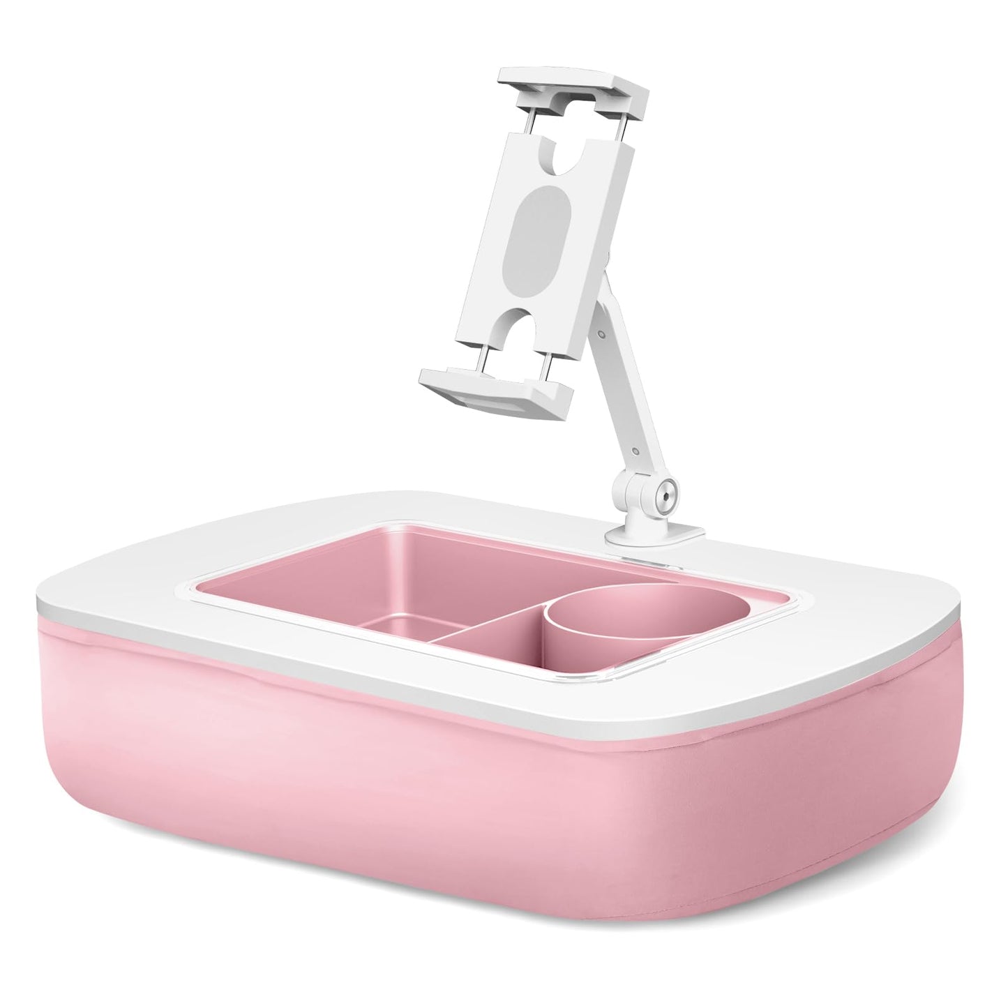 ERGONOV Lap Beanbag Tablet Pillow Stand with Snack Bowl and 360° Rotating Arm, Adjustable iPad Holder for Bed, Couch, and Recliner, Compatible with 4.7"-13" Kindle, iPad, Tablet, Phone,Pink