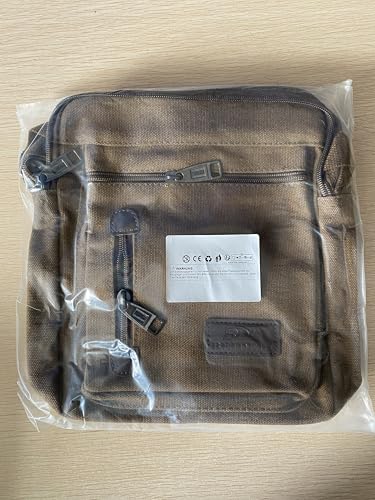 A-QMZL Mens Shoulder Bag Canvas Messenger Bags Travel Crossbody Bag Large Capacity Casual Handbag with Multiple Pockets for Working Shopping Hiking Daily Use (Brown)