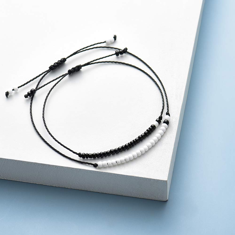 MANVEN Matching Bracelets for Couples Best Friends Pinky Promise Bracelets Birthday Gifts for Family Sister Women Men