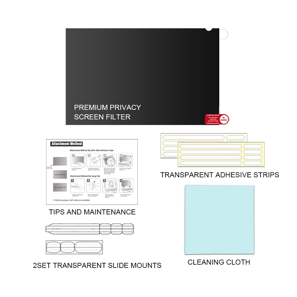 24 Inch - 16:9 Aspect Ratio - Computer Privacy Screen Filter for Widescreen Monitor - Anti-Glare - Protects Eyes from Harmful Glare and Blue Light [WELINC™ Light]