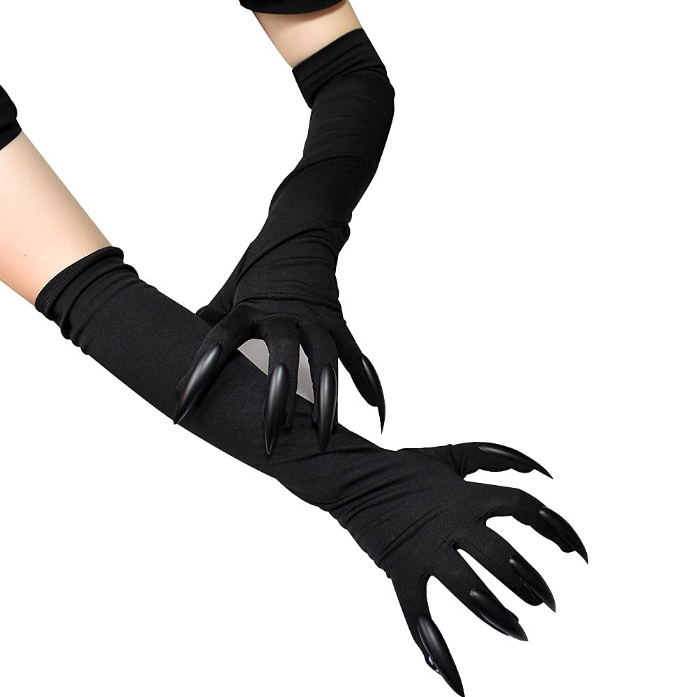 Halloween Costume Paw Gloves Long Fingernails Black Party Gloves Cat Claws Halloween Prop Wolf Claws Glove Cosplay Costume